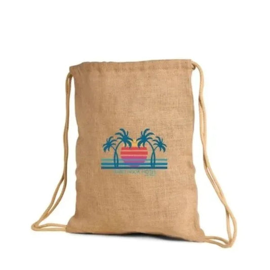 Jute / Burlap Drawstring Backpack (14 x 17.5)