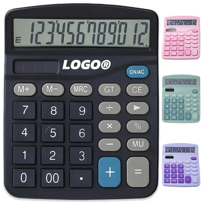 Custom Dual-Power 12-Digit Large Display Desktop Calculator