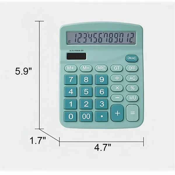 Custom Dual-Power 12-Digit Large Display Desktop Calculator