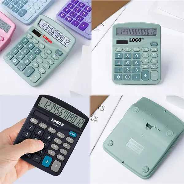 Custom Dual-Power 12-Digit Large Display Desktop Calculator