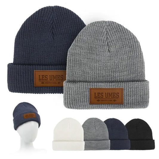 Unisex Custom Logo Two-Tone Cuffed Knit Beanie Cap