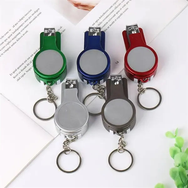 6 In 1 Multifunction Keychain With Nail Clipper Mirror Pen
