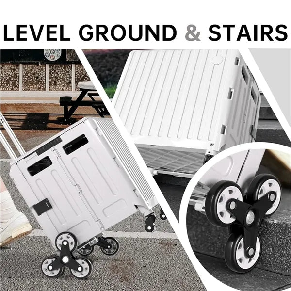 47L Foldable Shopping Utility Cart w/ Stair Climbing Wheels