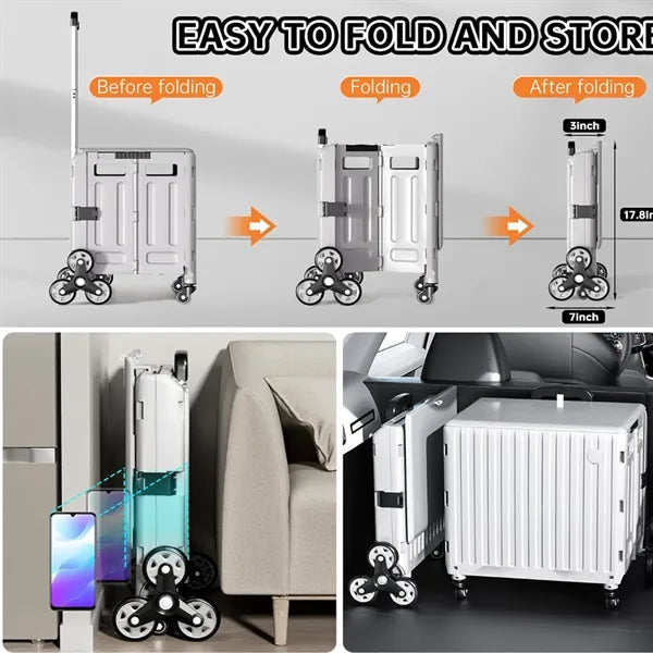 47L Foldable Shopping Utility Cart w/ Stair Climbing Wheels