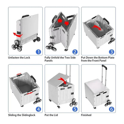 47L Foldable Shopping Utility Cart w/ Stair Climbing Wheels