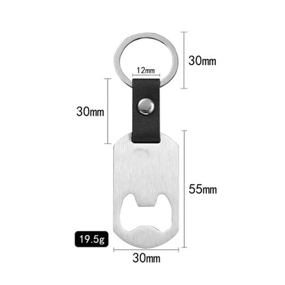 Customized Stainless Steel Keychain Bottle Opener w/ Strap