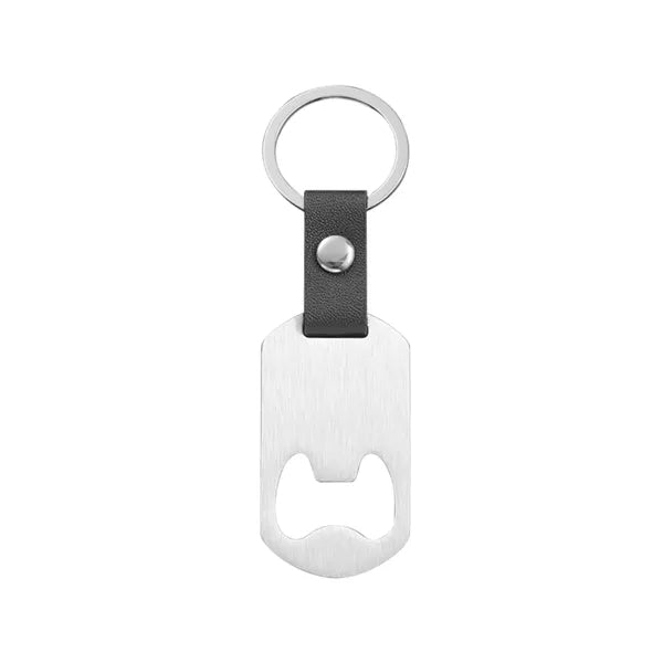 Customized Stainless Steel Keychain Bottle Opener w/ Strap