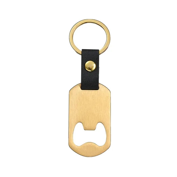 Customized Stainless Steel Keychain Bottle Opener w/ Strap