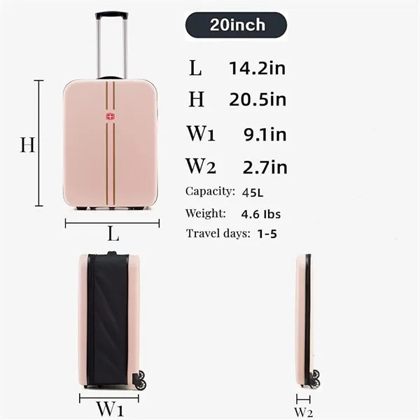 20" Expandable Lightweight Travel Suitcase with Silent Wheel