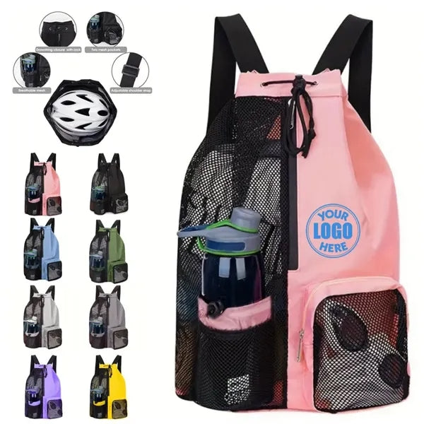 Mesh Backpack with Wet Pocket for Swimming Beach Bag