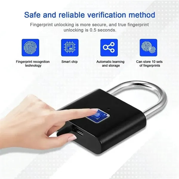 Rechargeable Fingerprint Padlock Anti Theft USB Smart Lock