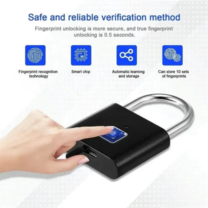 Rechargeable Fingerprint Padlock Anti Theft USB Smart Lock