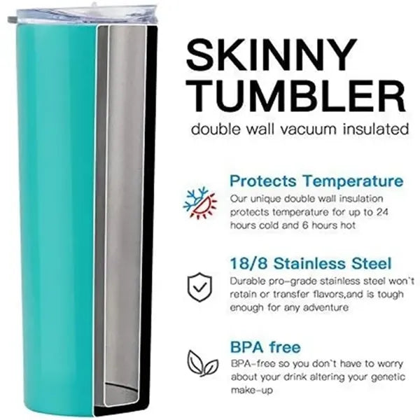 20oz Stainless Steel Skinny Insulated Tumbler with Straw