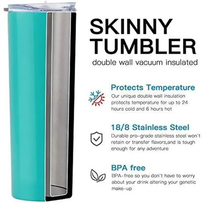 20oz Stainless Steel Skinny Insulated Tumbler with Straw