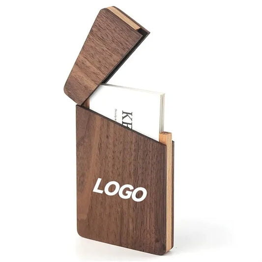Portable Walnut Wood Card Holder