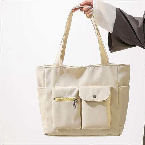 Nylon Tote Bag with Dual Front Pockets