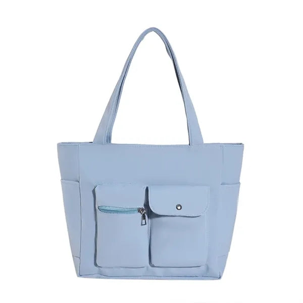 Nylon Tote Bag with Dual Front Pockets