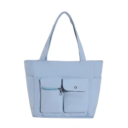 Nylon Tote Bag with Dual Front Pockets