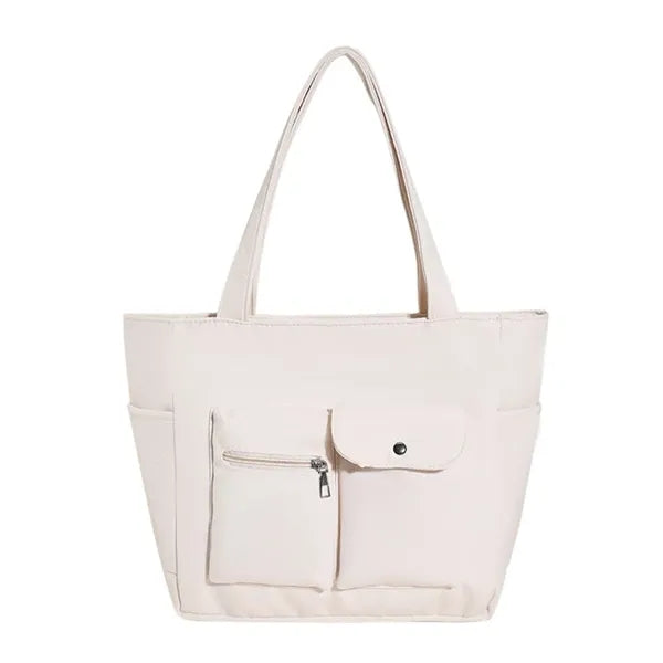 Nylon Tote Bag with Dual Front Pockets