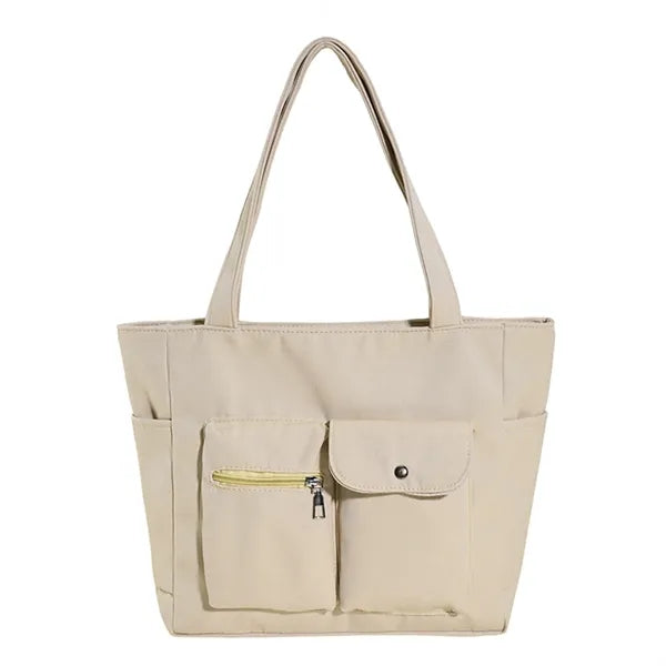 Nylon Tote Bag with Dual Front Pockets