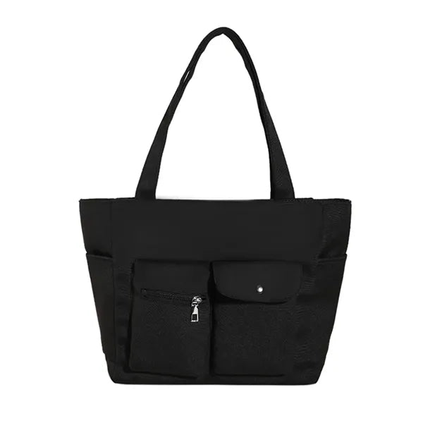 Nylon Tote Bag with Dual Front Pockets