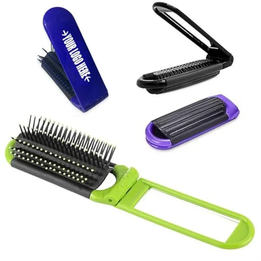Hair Brush Pocket Folding With Mirror