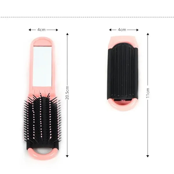 Hair Brush Pocket Folding With Mirror