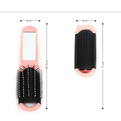 Hair Brush Pocket Folding With Mirror