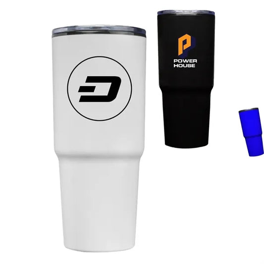32 oz Double Wall Plastic Tumbler w/ Matching Slide Lid
