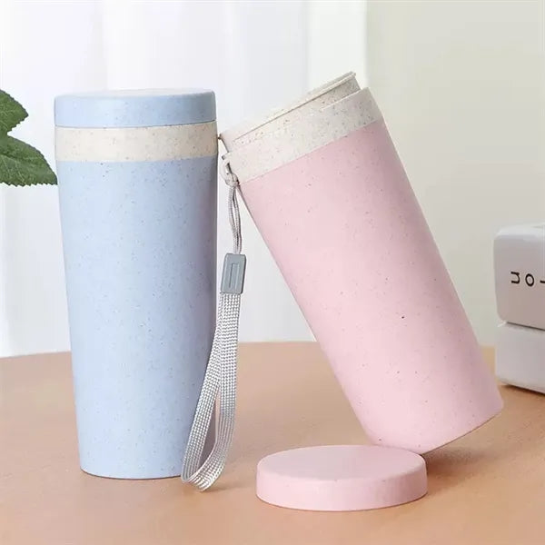 10oz. Eco Friendly Wheat Straw Double Layer Tumbler Strap