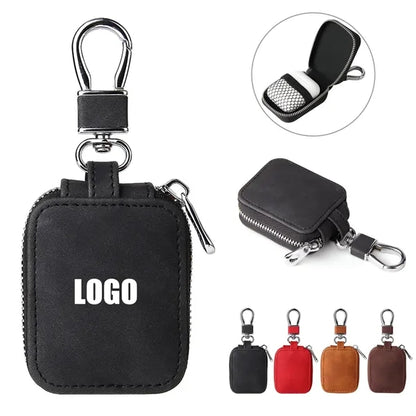 Protective PU Leather Case for Earbuds with Keyring.