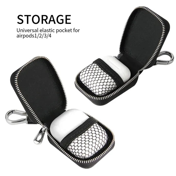 Protective PU Leather Case for Earbuds with Keyring.