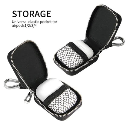 Protective PU Leather Case for Earbuds with Keyring.
