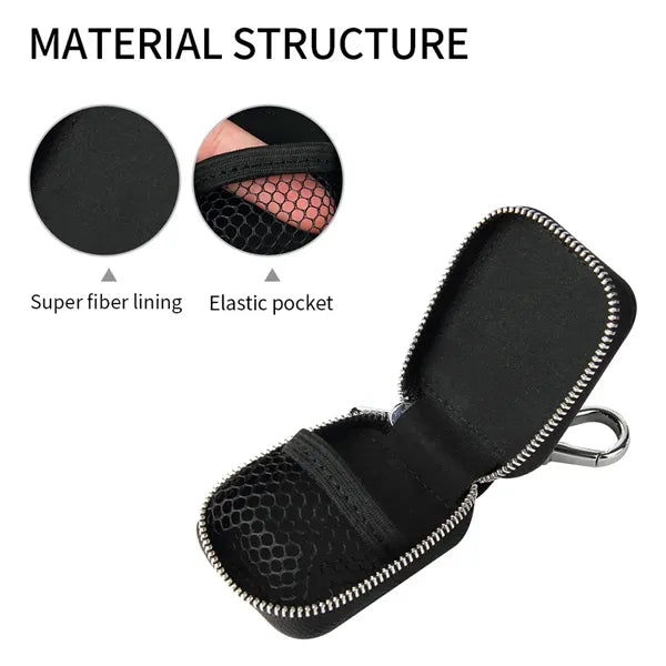Protective PU Leather Case for Earbuds with Keyring.