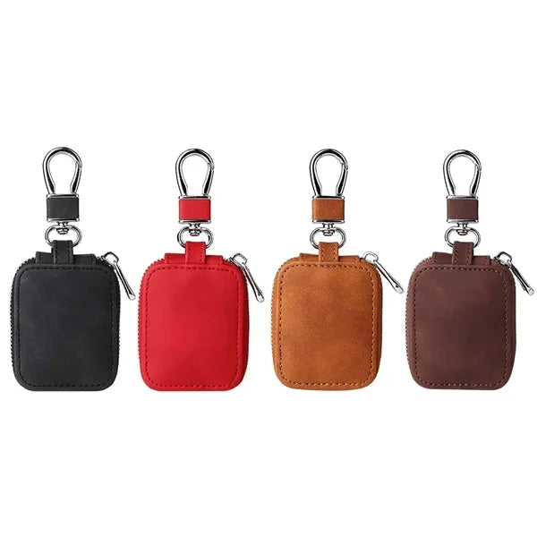 Protective PU Leather Case for Earbuds with Keyring.