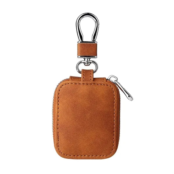 Protective PU Leather Case for Earbuds with Keyring.