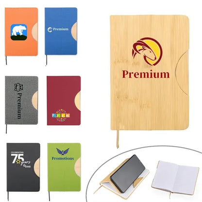 5.8"x8.3"Faux Bamboo Notebook with Phone Holder