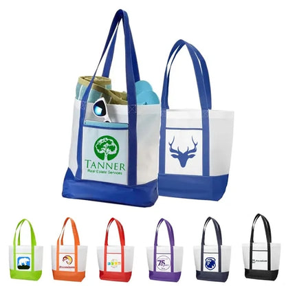 Promotional Two Color Non Woven Boat Tote Bag W/Handle 26"