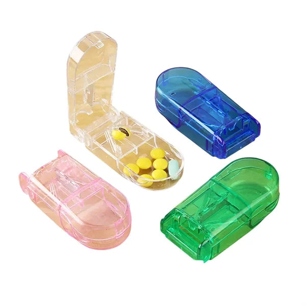 Transparent Pill Cutter Splitter with Storage for Seniors