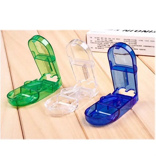 Transparent Pill Cutter Splitter with Storage for Seniors