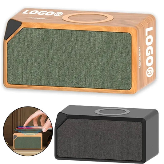 2 in 1 Boost Wood Grain Wireless Charger Bluetooth Speaker