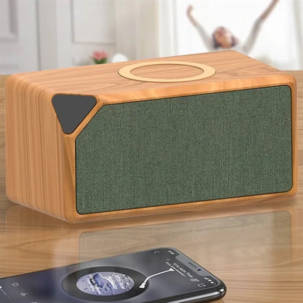 2 in 1 Boost Wood Grain Wireless Charger Bluetooth Speaker