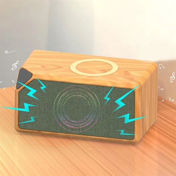 2 in 1 Boost Wood Grain Wireless Charger Bluetooth Speaker