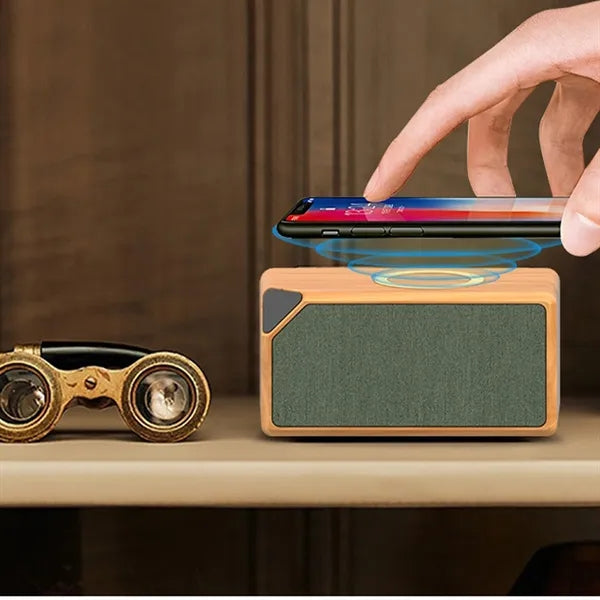 2 in 1 Boost Wood Grain Wireless Charger Bluetooth Speaker