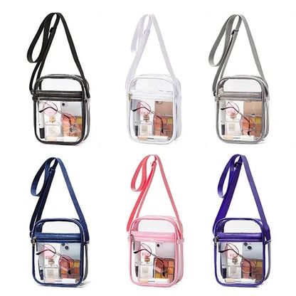 Clear PVC Shoulder Crossbody Bag Travel Shopping Storage