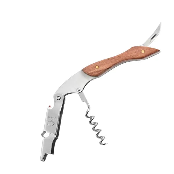 Wooden Corkscrew with Stainless Steel Seahorse Wine Opener