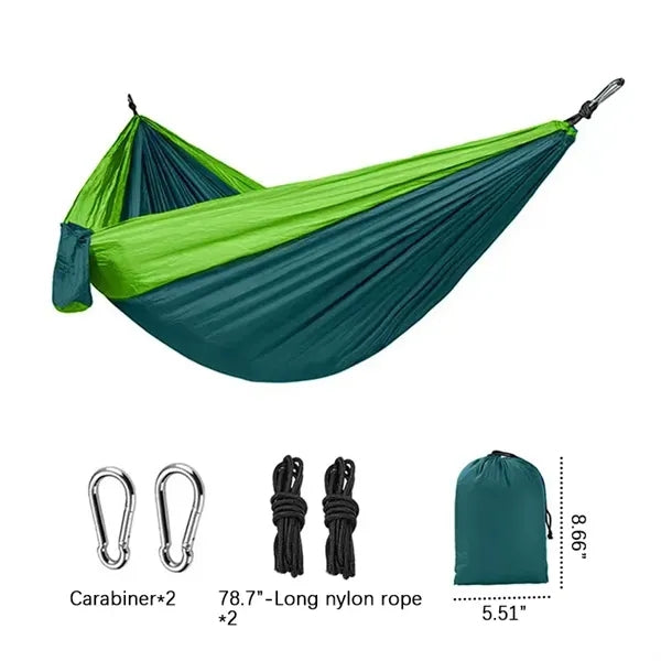Portable Camping Hammock w/ Tree Straps and Carabiners
