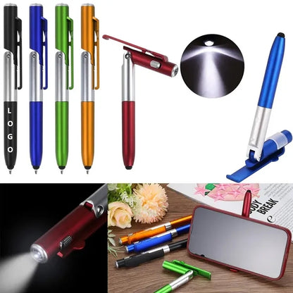 Foldable Stylus Ballpoint Pen with LED Light Phone Stand