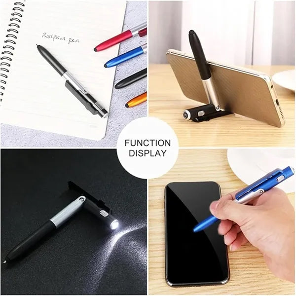 Foldable Stylus Ballpoint Pen with LED Light Phone Stand