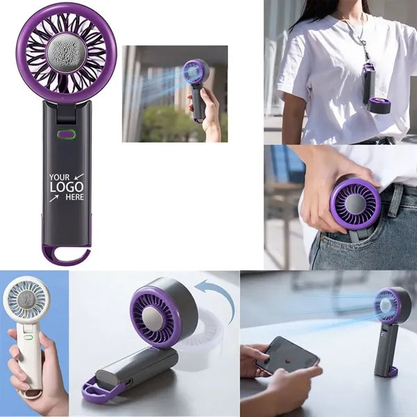 USB Rechargeable Handheld Ice Cooling Fan With Lanyard